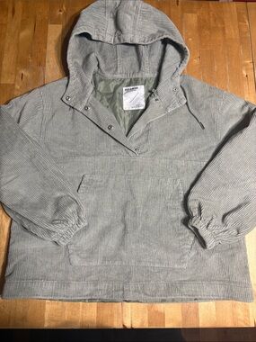 Pull&Bear Light Gray Corduroy Hooded Pullover